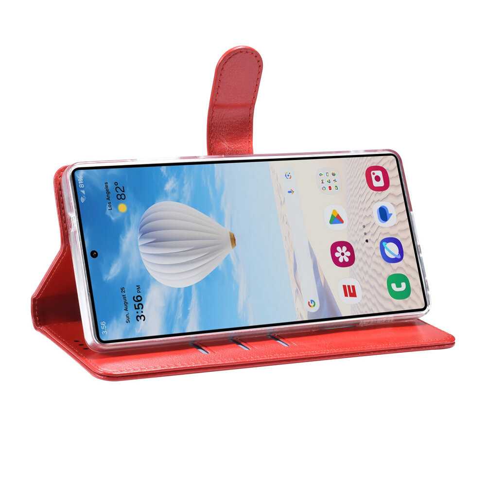 TUNIQ TUNIQ Galaxy S25 Ultra Book type case - Card holder for 3 cards - Magnetic closure - Hanger - Red TUNIQ TUNIQ Galaxy S25 Ultra Book type case - Card holder for 3 cards - Magnetic closure - Hanger - Red
