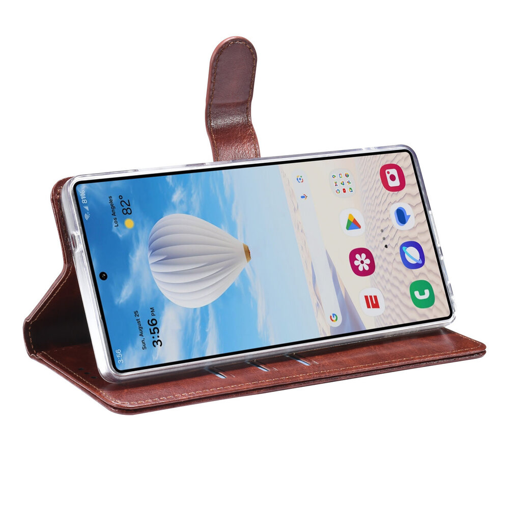 TUNIQ TUNIQ Galaxy S25 Ultra Book-Case hul - Kartenhalter für 3 Karten - Magnetverschluss - Aufhänger - Braun TUNIQ TUNIQ Galaxy S25 Ultra Book-Case hul - Kartenhalter für 3 Karten - Magnetverschluss - Aufhänger - Braun