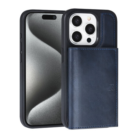 TUNIQ TUNIQ iPhone 15 Pro Backcover hoesje - met afneembare Pasjeshouder - Blauw TUNIQ TUNIQ iPhone 15 Pro Backcover hoesje - met afneembare Pasjeshouder - Blauw