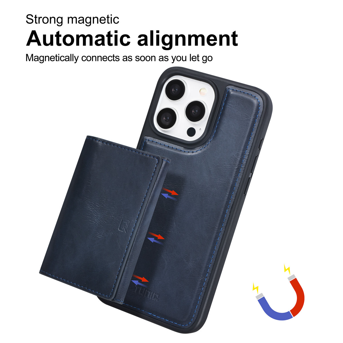 TUNIQ TUNIQ iPhone 15 Pro Max Backcover hoesje - met afneembare Pasjeshouder - Blauw, foto 2 van 6