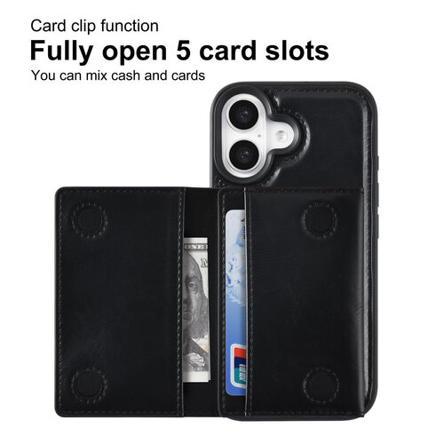 TUNIQ TUNIQ iPhone 16 Back cover case - with removable card holder - Black