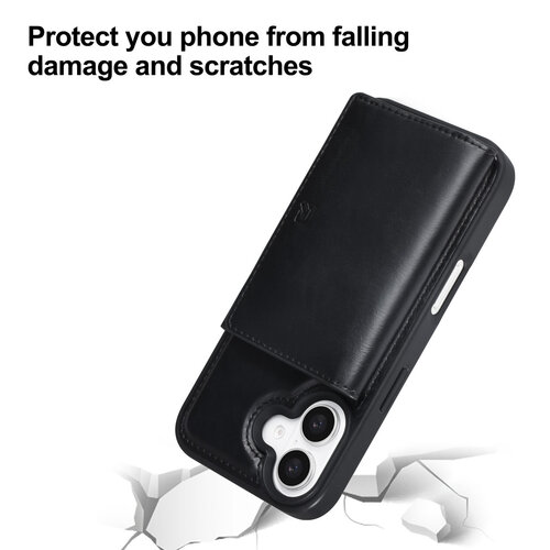 TUNIQ TUNIQ iPhone 16 Back cover case - with removable card holder - Black