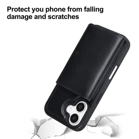 TUNIQ TUNIQ iPhone 16 Back cover coque - avec porte-carte amovible - Noir TUNIQ TUNIQ iPhone 16 Back cover coque - avec porte-carte amovible - Noir