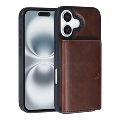 TUNIQ iPhone 16 Back cover case - with removable card holder - Brown