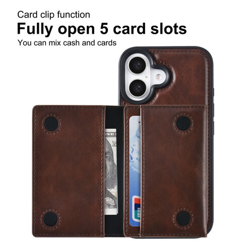 TUNIQ TUNIQ iPhone 16 Backcover hoesje - met afneembare Pasjeshouder - Bruin