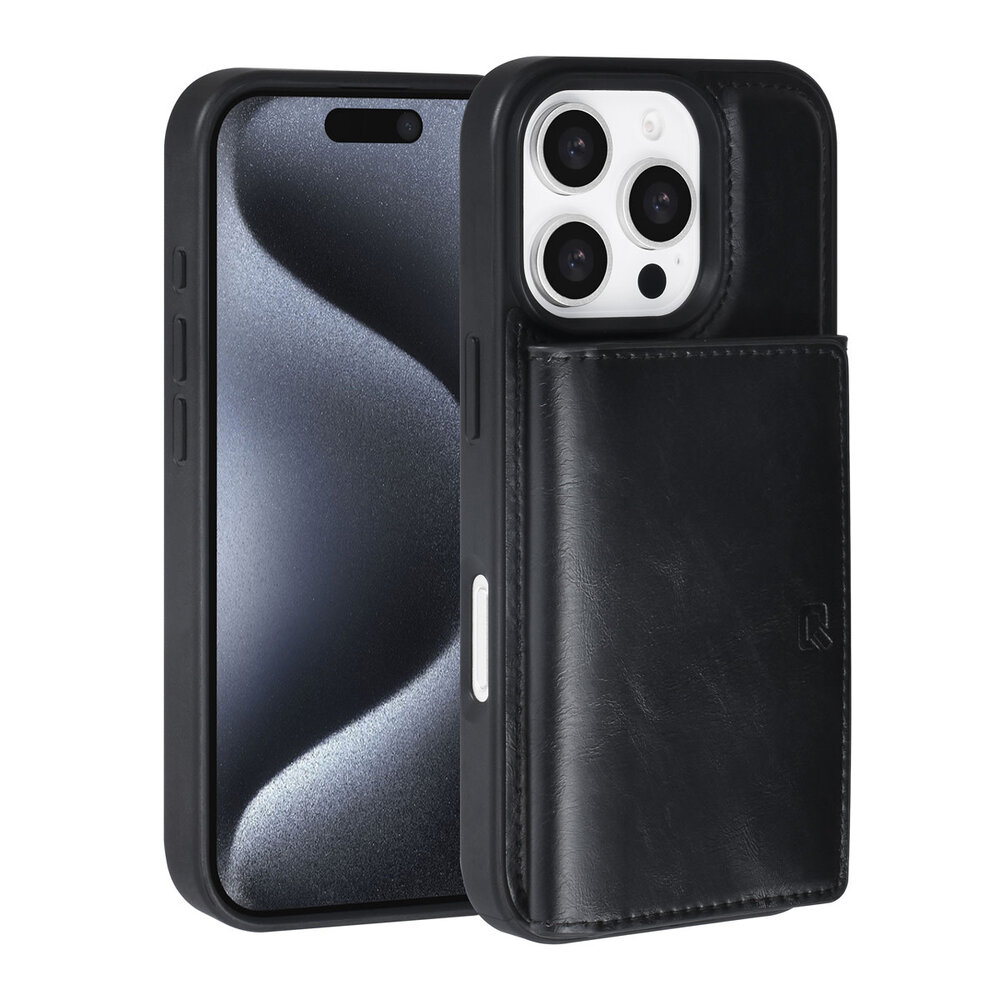 TUNIQ TUNIQ iPhone 16 Pro Backcover hoesje - met afneembare Pasjeshouder - Zwart TUNIQ TUNIQ iPhone 16 Pro Backcover hoesje - met afneembare Pasjeshouder - Zwart