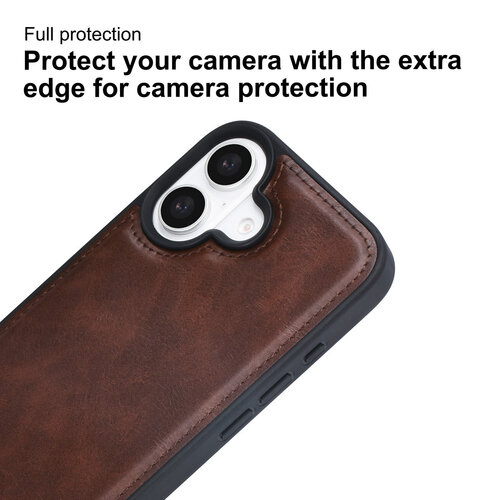 TUNIQ TUNIQ iPhone 16 Back cover case - with removable card holder - Brown