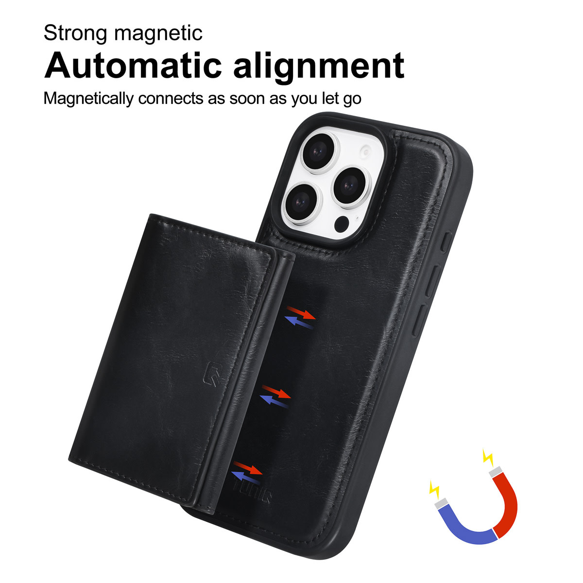 TUNIQ TUNIQ iPhone 16 Pro Backcover hoesje - met afneembare Pasjeshouder - Zwart, foto 2 van 6