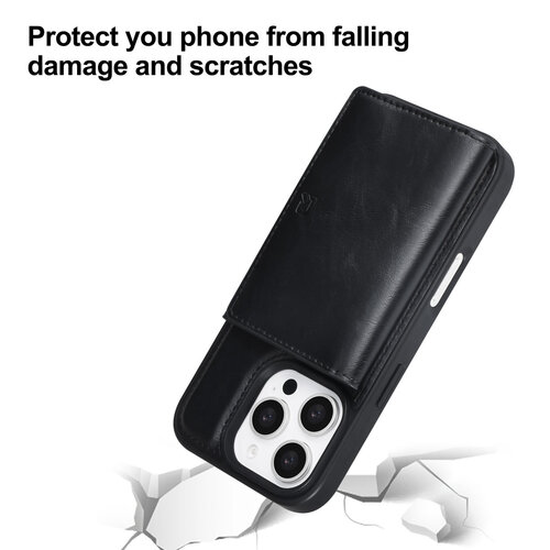TUNIQ TUNIQ iPhone 16 Pro Back cover coque - avec porte-carte amovible - Noir