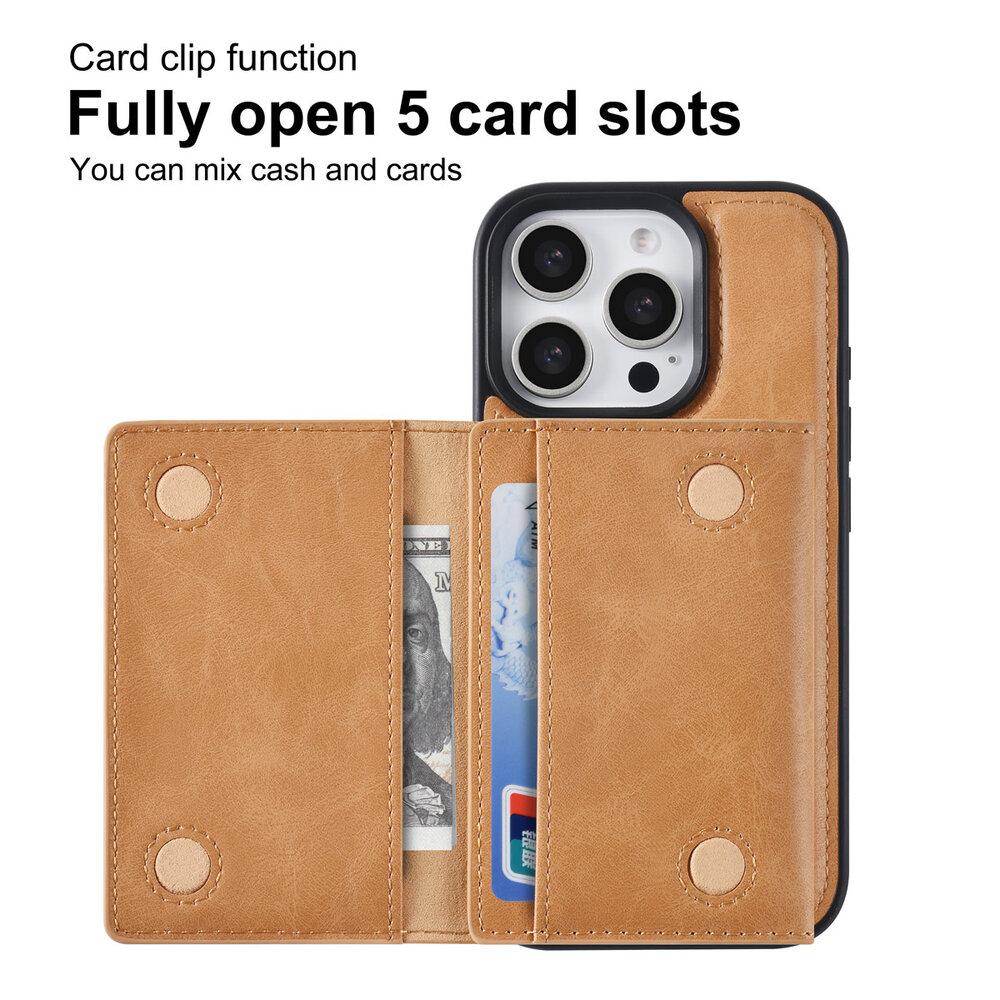 TUNIQ TUNIQ iPhone 16 Pro Back-Cover hul - mit abnehmbarem Kartenhalter - Gold TUNIQ TUNIQ iPhone 16 Pro Back-Cover hul - mit abnehmbarem Kartenhalter - Gold