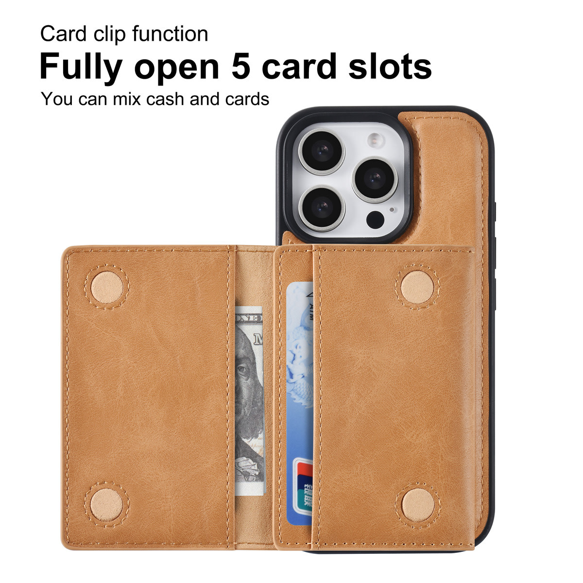 TUNIQ TUNIQ iPhone 16 Pro Backcover hoesje - met afneembare Pasjeshouder - Goud, foto 3 van 6