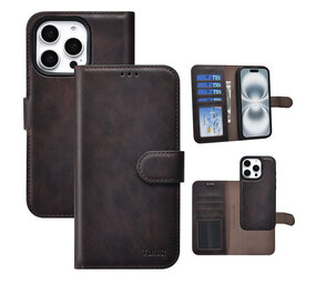 TUNIQ TUNIQ iPhone 16 Pro Book-Case hul - Kartenhalter für 3 Karten - mit Abnehmbarer magnetische Hülle - Braun TUNIQ TUNIQ iPhone 16 Pro Book-Case hul - Kartenhalter für 3 Karten - mit Abnehmbarer magnetische Hülle - Braun