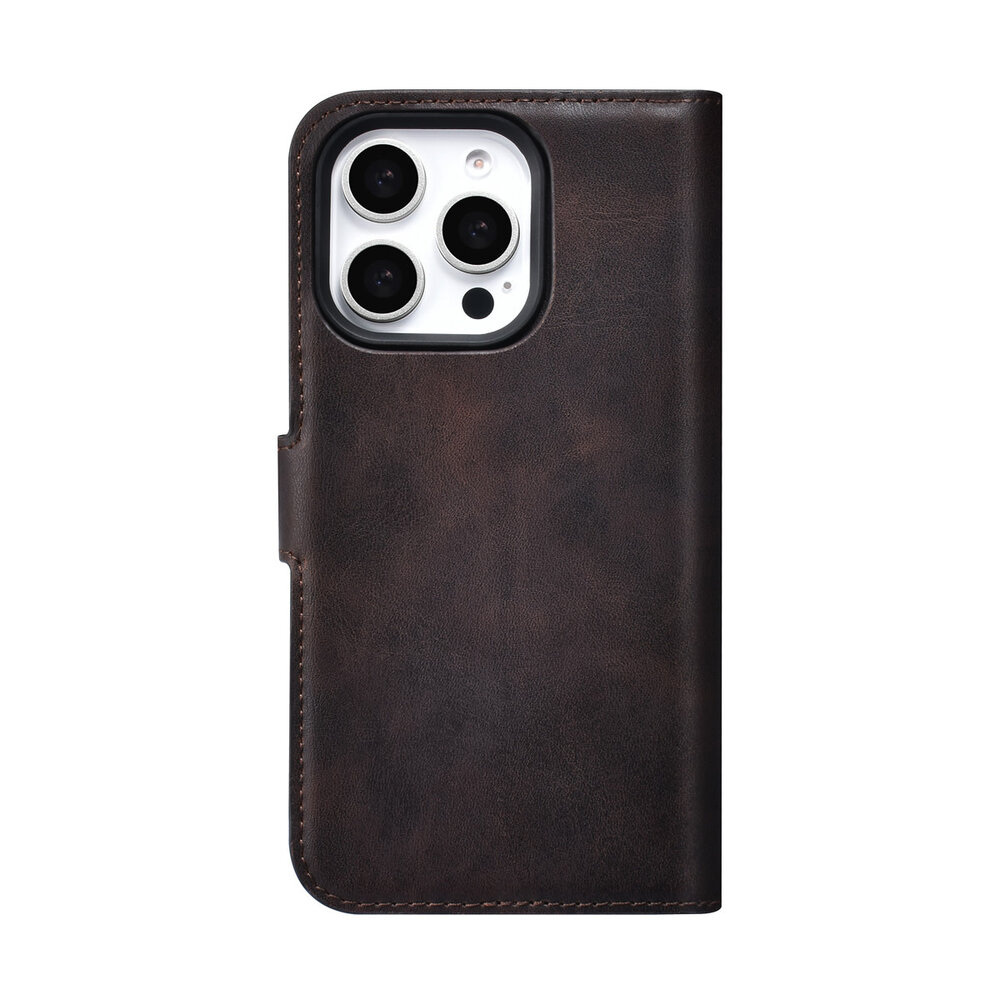 TUNIQ TUNIQ iPhone 16 Pro Book type housse - Porte-cartes pour 3 cartes - avec couvercle magnétique amovible - Marron TUNIQ TUNIQ iPhone 16 Pro Book type housse - Porte-cartes pour 3 cartes - avec couvercle magnétique amovible - Marron