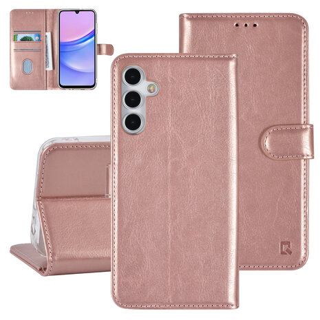TUNIQ TUNIQ Galaxy A15 5G Book-Case hul - Kartenhalter für 3 Karten - Magnetverschluss - Aufhänger - Rose Gold TUNIQ TUNIQ Galaxy A15 5G Book-Case hul - Kartenhalter für 3 Karten - Magnetverschluss - Aufhänger - Rose Gold