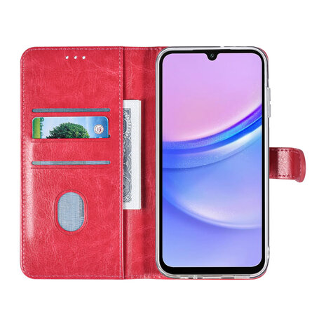 TUNIQ TUNIQ Galaxy A15 5G Book type housse - Porte-cartes pour 3 cartes - Fermeture magnétique - Cintre - Rose vif TUNIQ TUNIQ Galaxy A15 5G Book type housse - Porte-cartes pour 3 cartes - Fermeture magnétique - Cintre - Rose vif