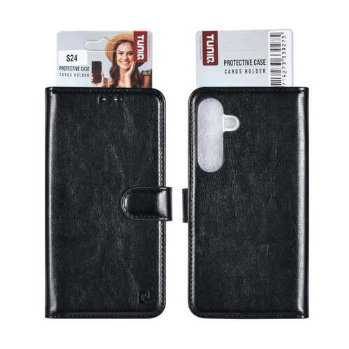 TUNIQ TUNIQ Galaxy A55 Book Case hoesje - Pasjeshouder voor 3 pasjes - Magneetsluiting - Hanger - Zwart
