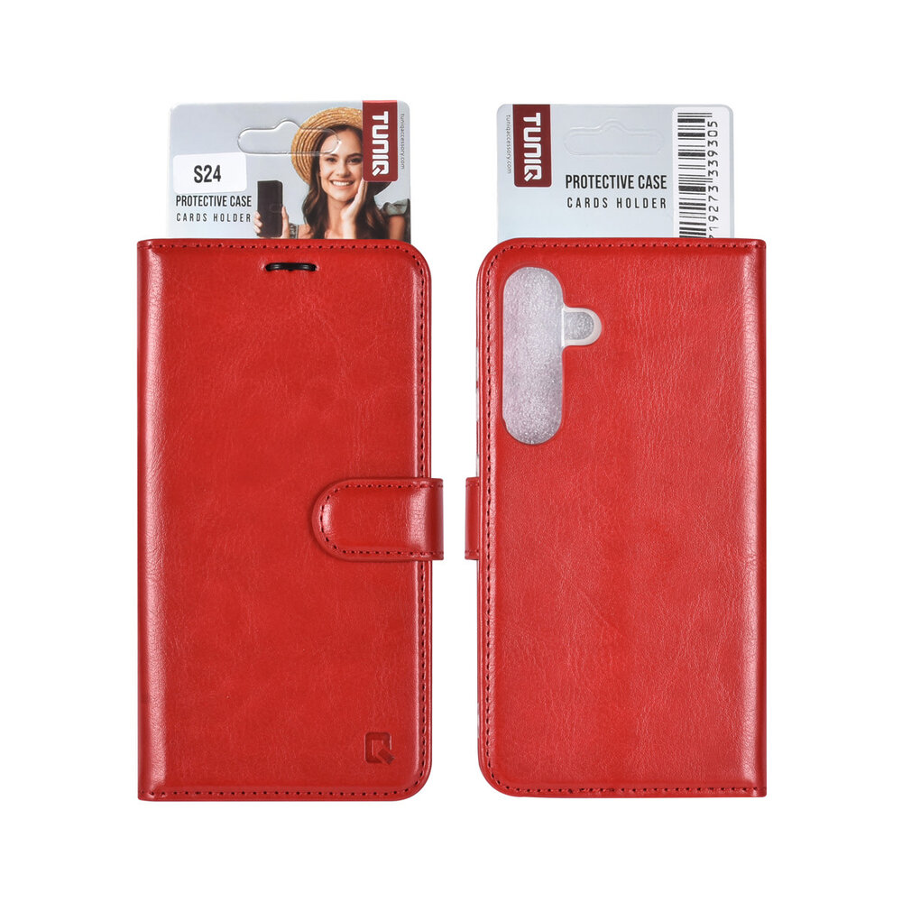 TUNIQ TUNIQ Galaxy A55 Book Case hoesje - Pasjeshouder voor 3 pasjes - Magneetsluiting - Hanger - Rood TUNIQ TUNIQ Galaxy A55 Book Case hoesje - Pasjeshouder voor 3 pasjes - Magneetsluiting - Hanger - Rood