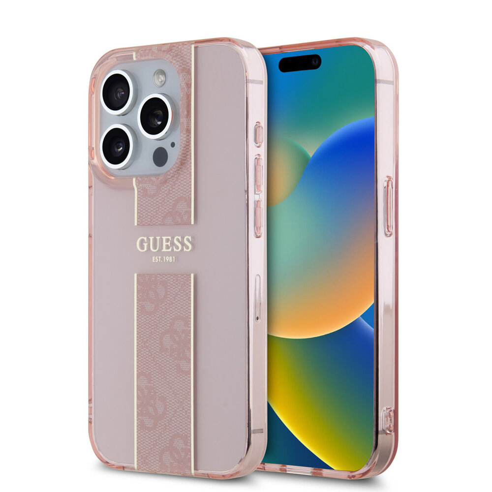 Guess Guess iPhone 16 Pro Max Back cover case - IML 4G Stripe - Pink Guess Guess iPhone 16 Pro Max Back cover case - IML 4G Stripe - Pink