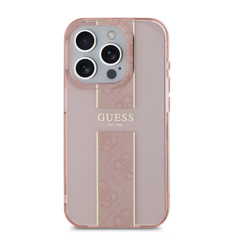 Guess Guess iPhone 16 Pro Max Back cover case - IML 4G Stripe - Pink Guess Guess iPhone 16 Pro Max Back cover case - IML 4G Stripe - Pink