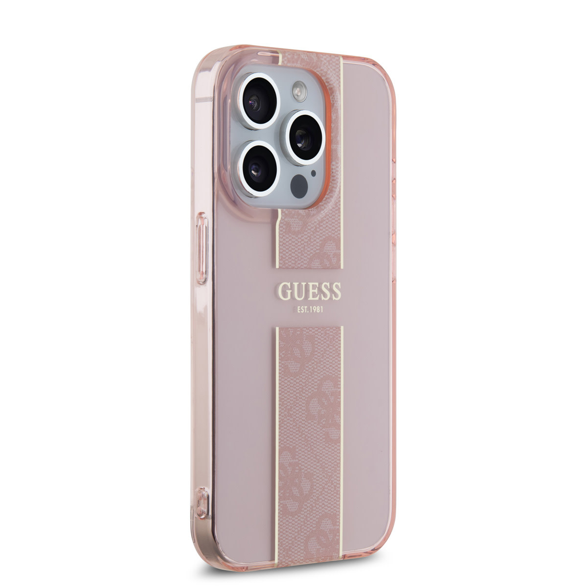 Guess Guess iPhone 16 Pro Max Backcover hoesje - IML 4G Stripe - Roze, foto 4 van 6