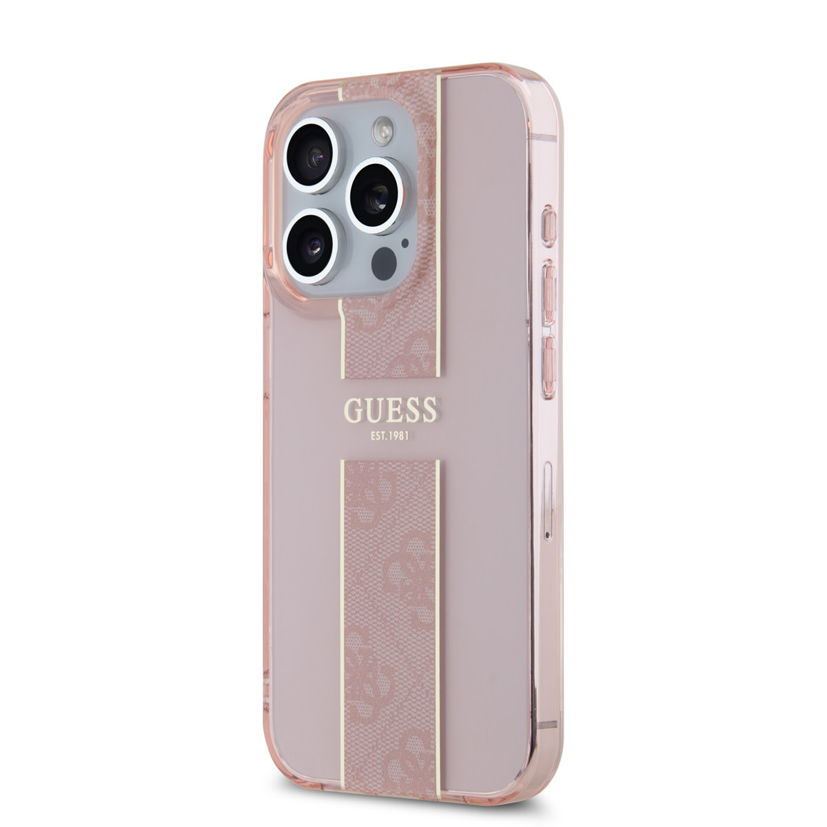 Guess Guess iPhone 16 Pro Max Backcover hoesje - IML 4G Stripe - Roze, foto 2 van 6