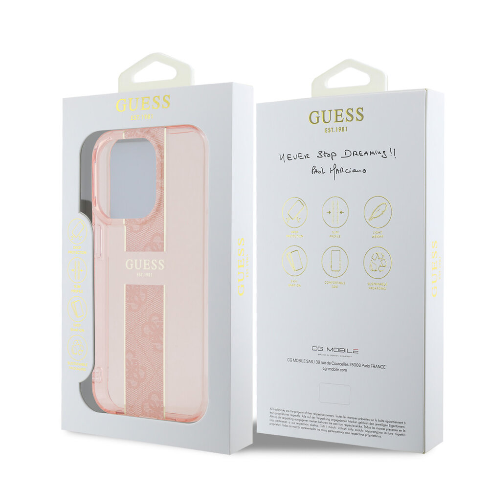 Guess Guess iPhone 16 Pro Max Back cover case - IML 4G Stripe - Pink Guess Guess iPhone 16 Pro Max Back cover case - IML 4G Stripe - Pink
