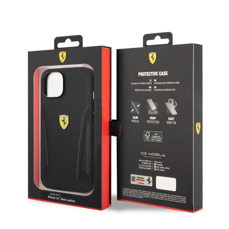 Ferrari Ferrari iPhone 14 & 13 Backcover hoesje - Hot Stamp - Zwart Ferrari Ferrari iPhone 14 & 13 Backcover hoesje - Hot Stamp - Zwart
