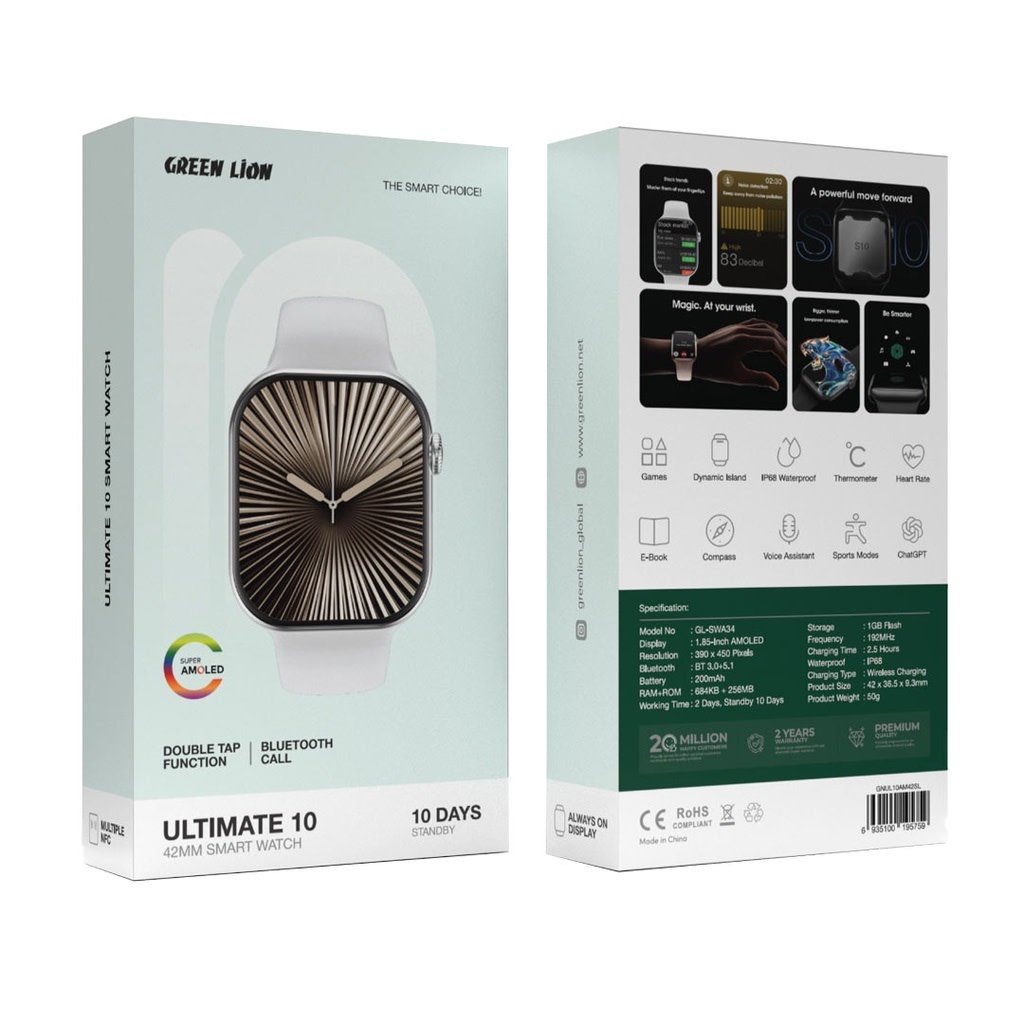 Green Lion Green Lion Ultimate 10 42mm Smart Watch - AMOLED - Silver, foto 2 van 2