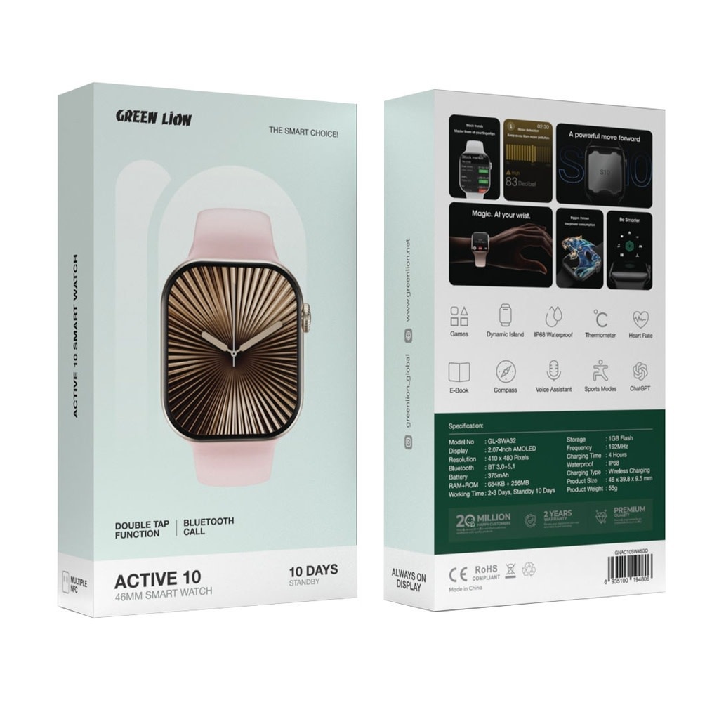 Green Lion Green Lion Active 10 46mm Smart Watch - Pink, foto 4 van 4
