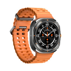 Porodo Voyager Smart Watch - with Orange band - Black