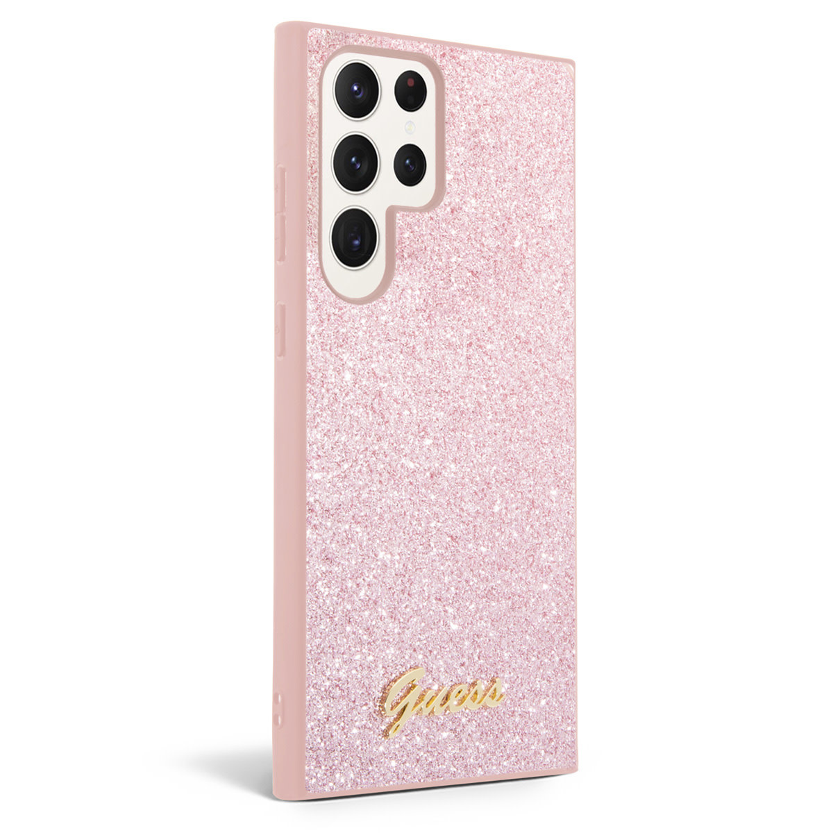 Guess Guess Galaxy S24 Ultra Backcover hoesje - Glitter Script - Roze, foto 3 van 4