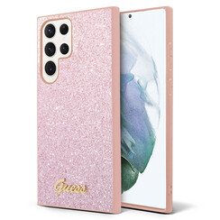 Guess Galaxy S24 Ultra Back cover coque - Glitter Script - Rose