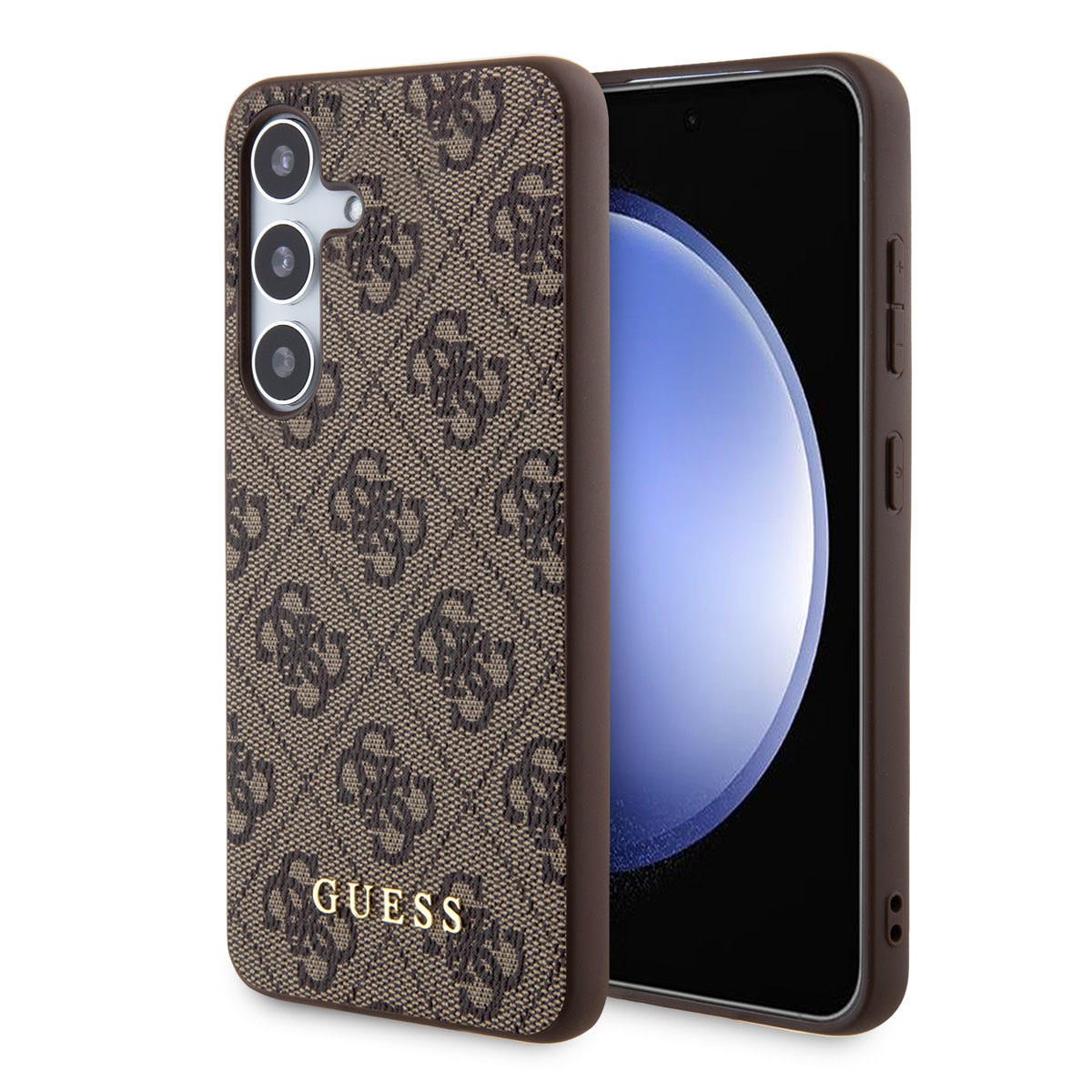 Guess Guess Galaxy S24 Backcover hoesje - 4G Metal Gold Logo - Bruin