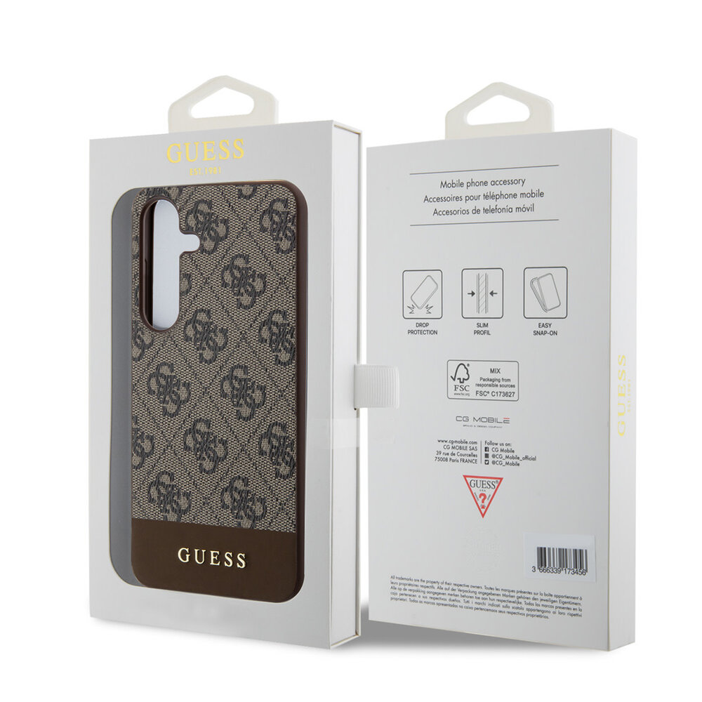 Guess Guess Galaxy S24 Plus Backcover hoesje - 4G Bottom Stripe - Bruin Guess Guess Galaxy S24 Plus Backcover hoesje - 4G Bottom Stripe - Bruin