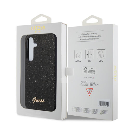 Guess Guess Galaxy S24 Backcover hoesje - Glitter Script - Zwart