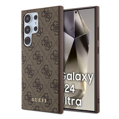 Guess Galaxy S24 Ultra Back cover coque - 4G Metal Gold Logo - Marron