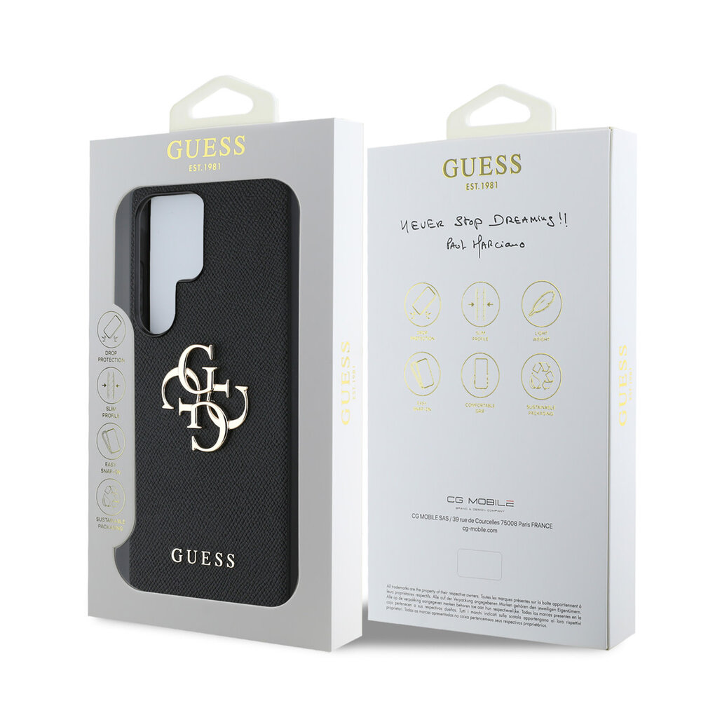 Guess Guess Galaxy S25 Ultra Back-Cover hul - Grained - Big 4G Logo - Schwarz Guess Guess Galaxy S25 Ultra Back-Cover hul - Grained - Big 4G Logo - Schwarz