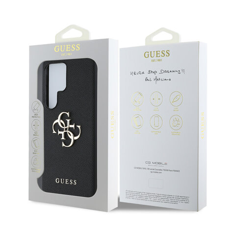 Guess Guess Galaxy S25 Ultra Back-Cover hul - Grained - Big 4G Logo - Schwarz Guess Guess Galaxy S25 Ultra Back-Cover hul - Grained - Big 4G Logo - Schwarz