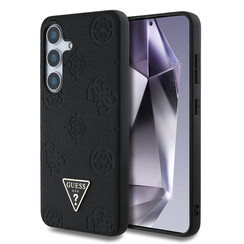 Guess Galaxy S25 Back-Cover hul - Magsafe - Grained Hot Stamp Peony Logo - Schwarz