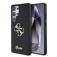 Guess Galaxy S25 Ultra Backcover hoesje - Fixed Glitter - Big 4G Metal Logo - Zwart