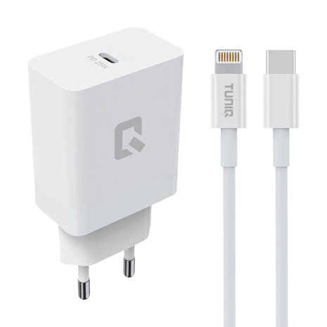 TUNIQ TUNIQ Chargeur Rapide PD 25W - avec C ble Lightning vers Type-C - Blanc TUNIQ TUNIQ Chargeur Rapide PD 25W - avec C ble Lightning vers Type-C - Blanc