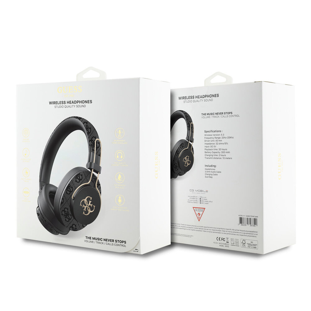 Guess Guess Bluetooth Headphones - ENC - 4G Big Metal Logo - Zwart Guess Guess Bluetooth Headphones - ENC - 4G Big Metal Logo - Zwart