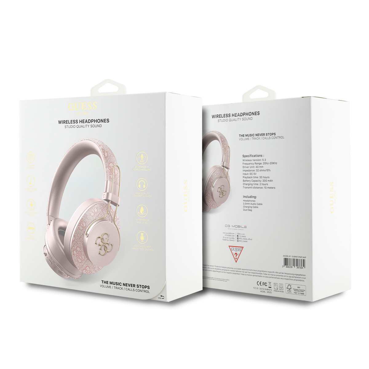 Guess Guess Bluetooth Headphones - ENC - 4G Big Metal Logo - Roze, foto 5 van 5