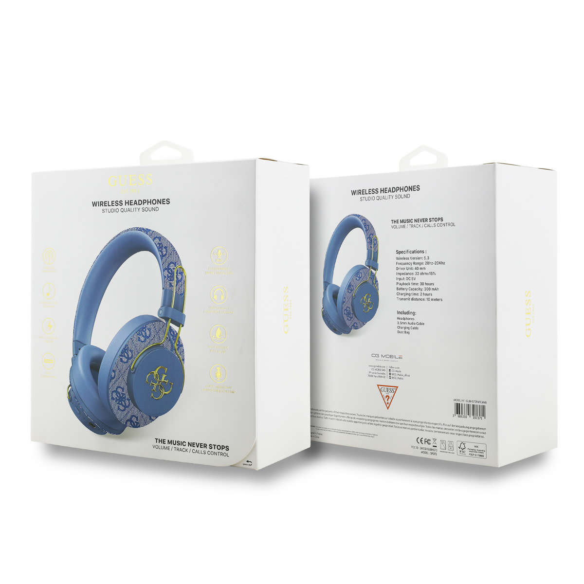 Guess Guess Bluetooth Headphones - ENC - 4G Big Metal Logo - Blauw, foto 6 van 6
