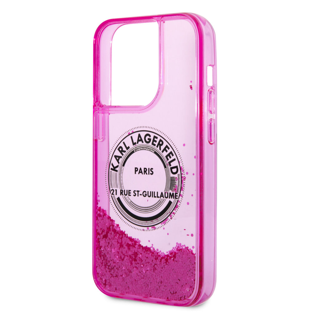 Karl Lagerfeld Karl Lagerfeld iPhone 14 Pro Backcover hoesje - Glitter RSG - Roze Karl Lagerfeld Karl Lagerfeld iPhone 14 Pro Backcover hoesje - Glitter RSG - Roze