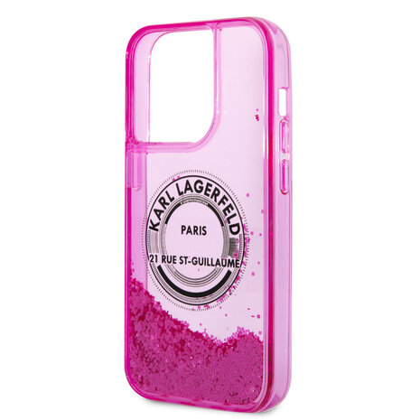 Karl Lagerfeld Karl Lagerfeld iPhone 14 Pro Backcover hoesje - Glitter RSG - Roze Karl Lagerfeld Karl Lagerfeld iPhone 14 Pro Backcover hoesje - Glitter RSG - Roze