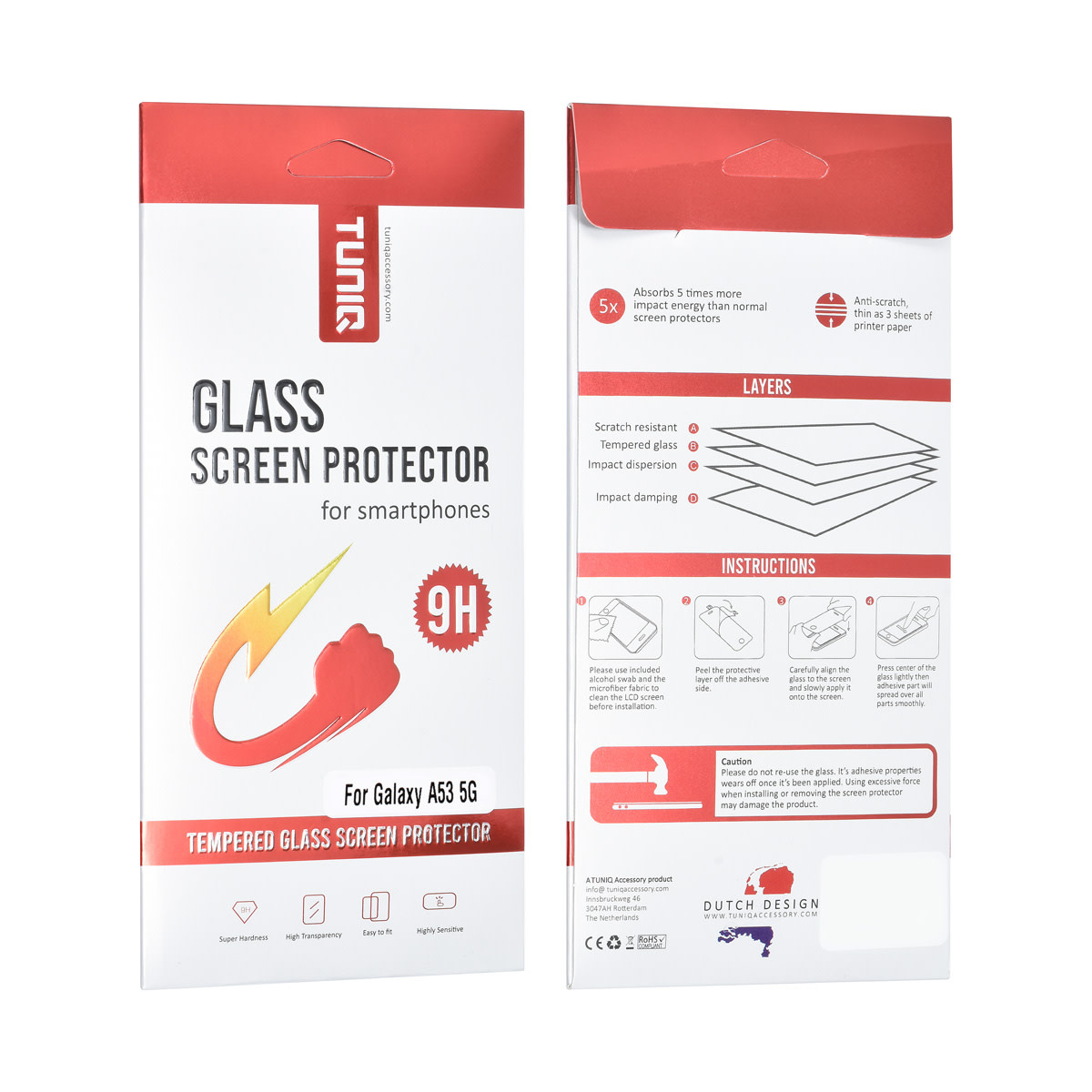 TUNIQ box of 10 - TUNIQ Galaxy A53 5G Screenprotector - Tempered Glass - Transparant, foto 2 van 2