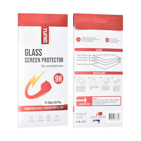 TUNIQ box of 10 - TUNIQ Galaxy S24 Plus Screenprotector - Tempered glass - Transparant