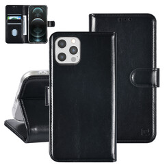 TUNIQ iPhone 12-12 Pro - Card holder for 3 cards - Magnetic closure - Hanger - Black