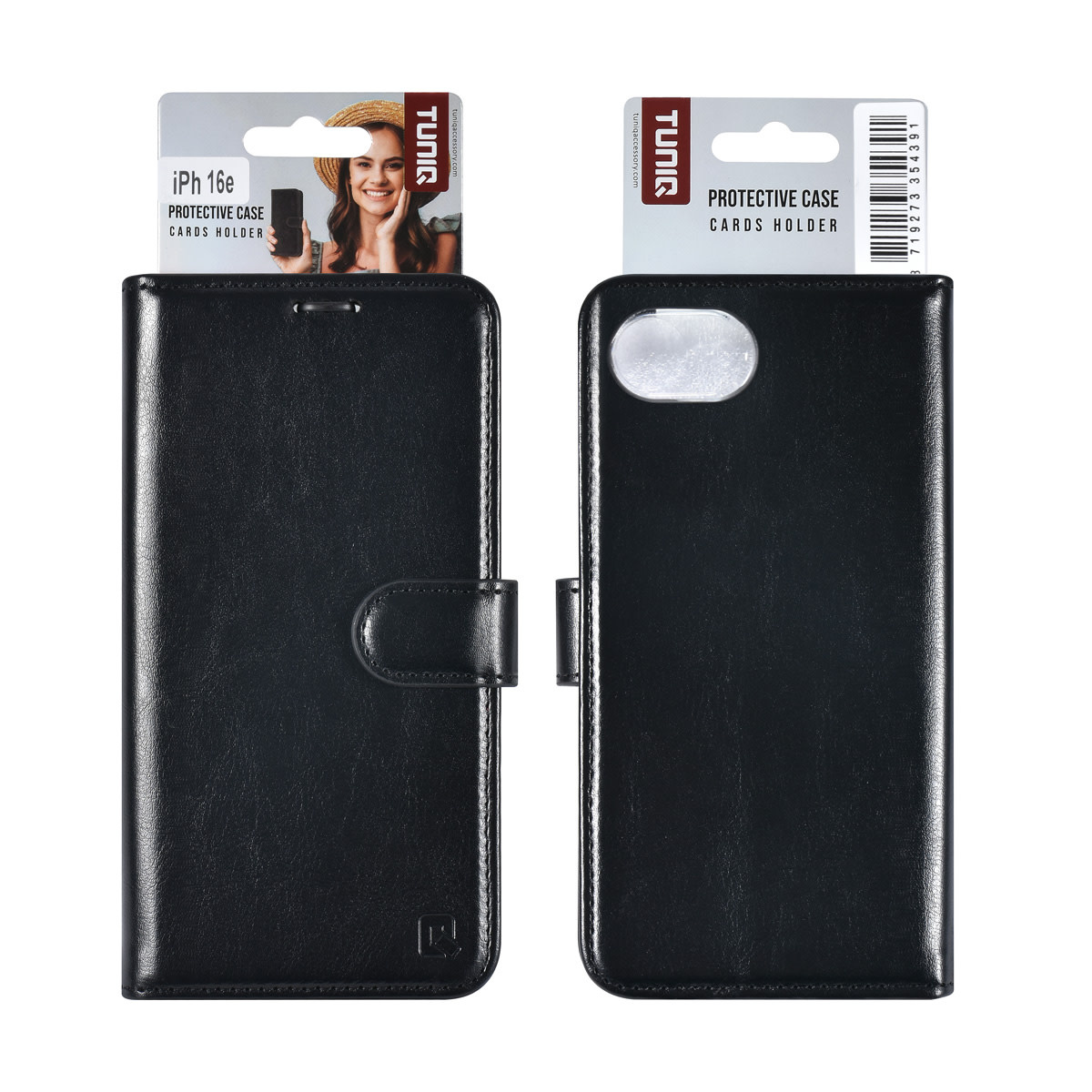 TUNIQ TUNIQ iPhone 16e Book Case hoesje - Pasjeshouder voor 3 pasjes - Hanger - Zwart, foto 5 van 5